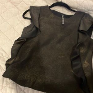 Design lab black sleeveless top w gold sparkles